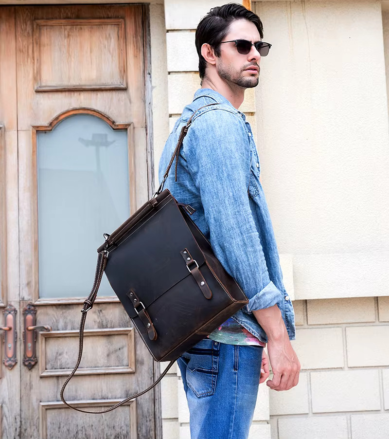 100% Genuine Sg Cover Shoulder Backpack Travel Bagpack Men Women Fashion Leather Daypack Real Cowskin