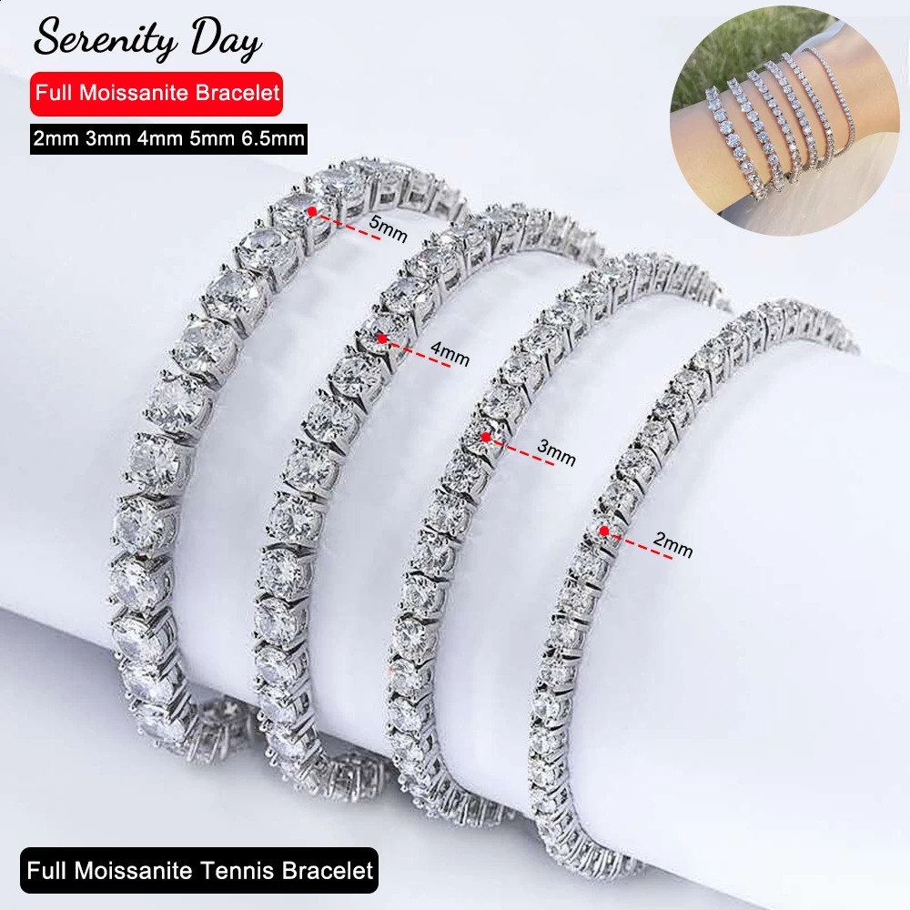 m 4mm D Color VVS1 Full Tennis Bracelet Women Man Wedding Bridal S925 Silver Bracelet Hand Chain Anniversary Gift 250121