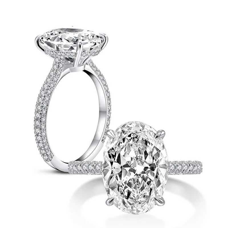 Solitaire Oval 4ct Lab Diamond Moissanite diamond Ring 100% Original 925 sterling silver Engagement Wedding band Rings for Women Bridal Jewelry