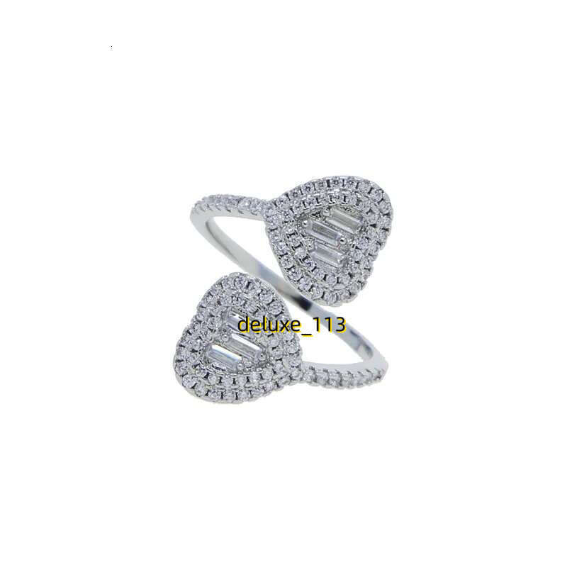 Tiny band adjsut finger heart ring with full cubic Moissanite paved new styles women lady wedding rings jewelry plated gold sier rose color