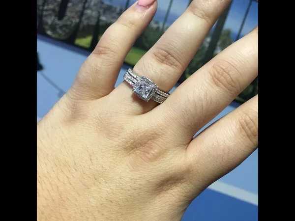Luxury Female White AAA Moissanite diamond Wedding Ring Set Fashion 925 Silver Filled Jewelry Promise Engagement Rings For Women