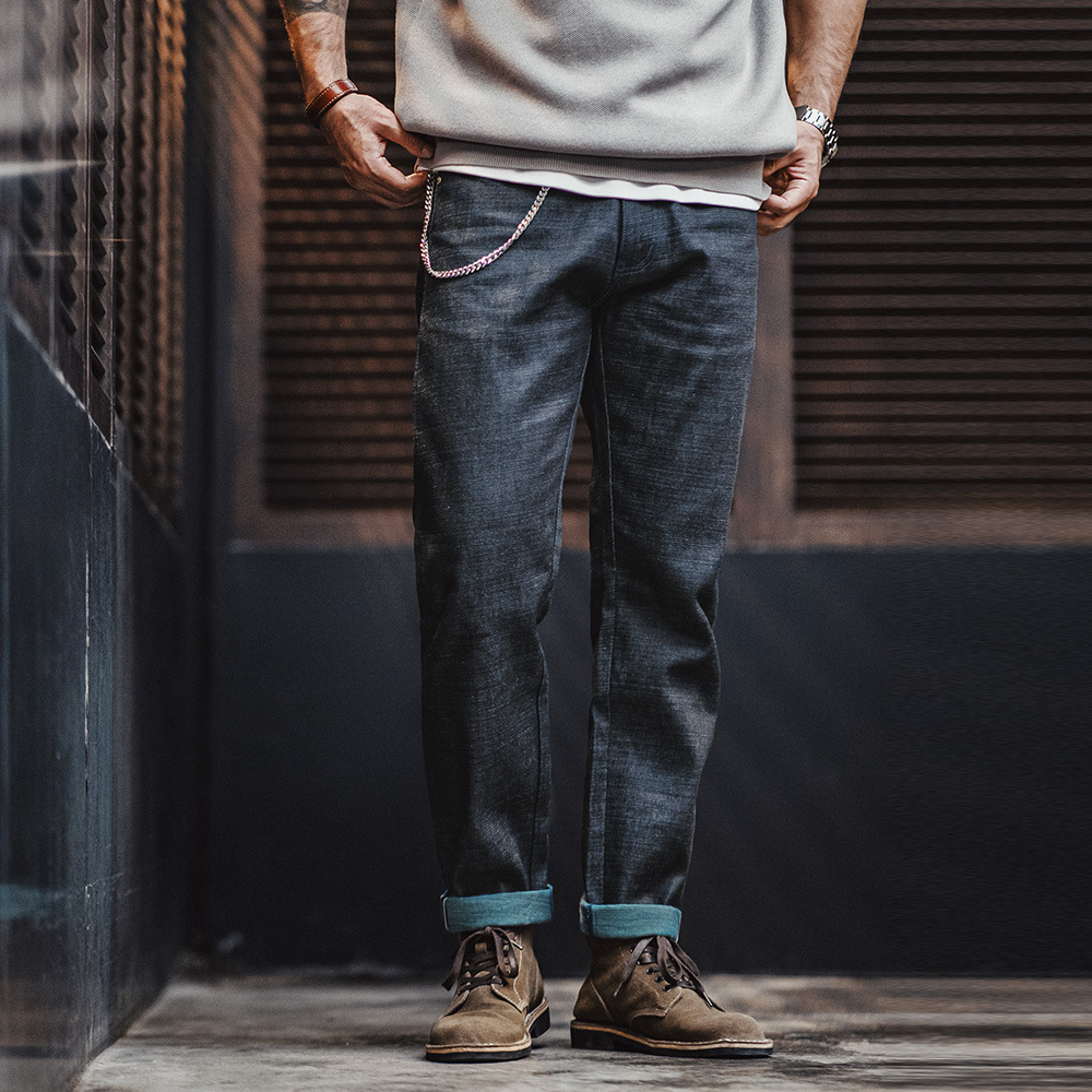 Maden New Retro 13Oz Seage Raw Denim Straight Fit Cotton Versatile Jeans Classic For Men's Autumn And Winter Trousers