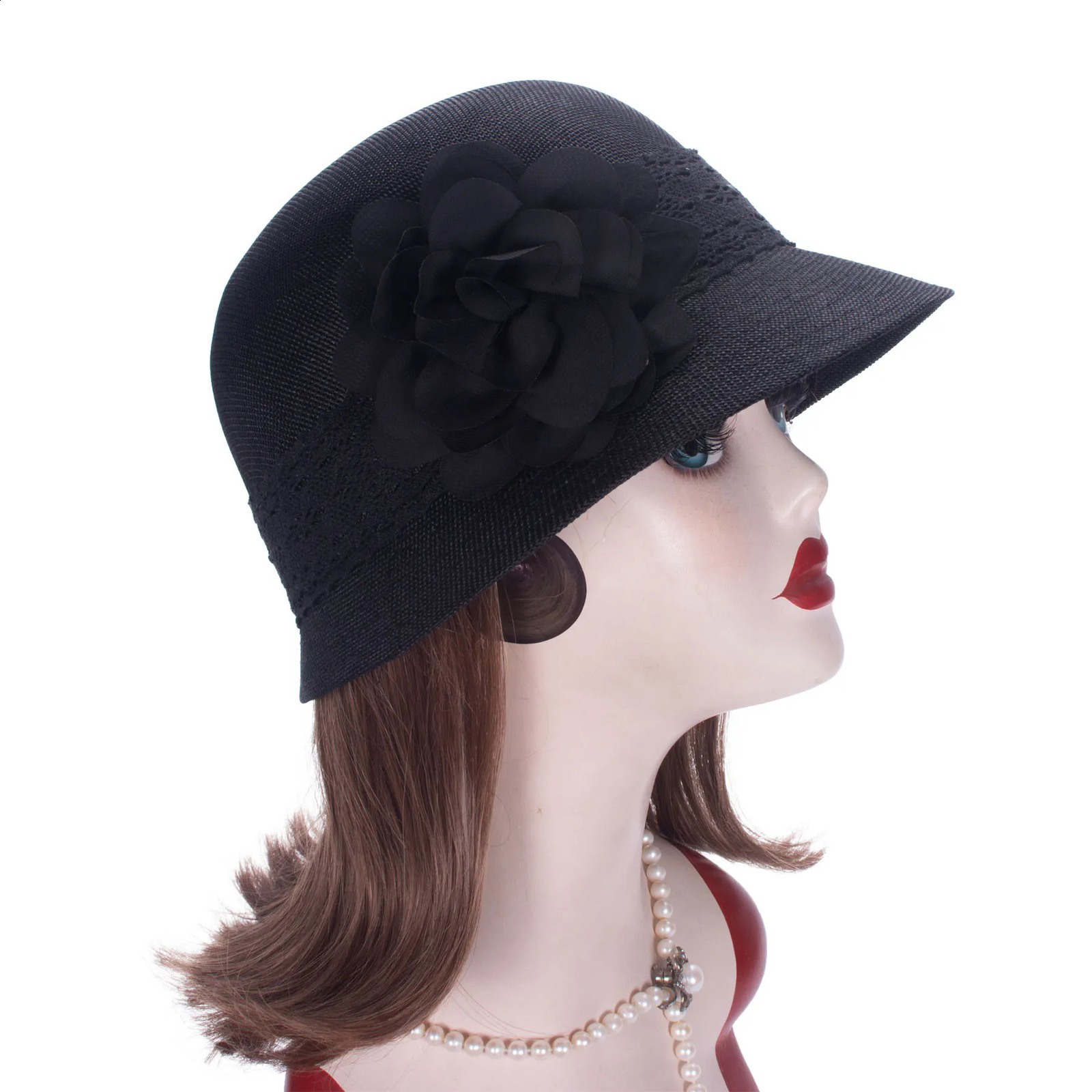 Lawliet Womens Lace Polyester Cloche Bucket Wedding Occasion Hats Sun Beach Cap A610 250118