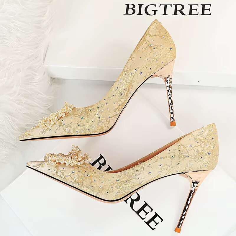 BIGTREE Shoes Pearl wers Woman Rhie High 2025 New urious Women Heels Stiletto Large Size Ladies Pumps