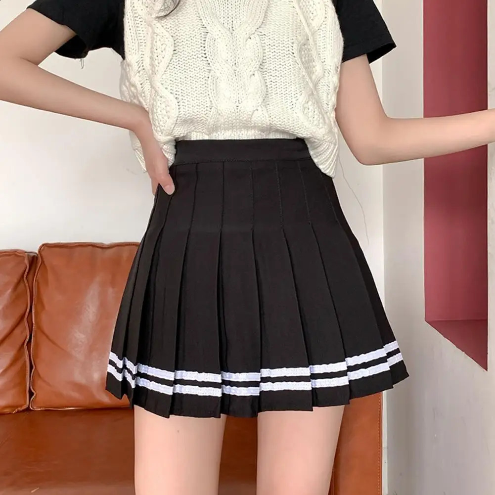 Y2k Summer Korean Fashion Short Women Skirt Casual HighWaisted Slim Elastic Striped Harajuku Pleated School Mini Aline Skirts 250110Z