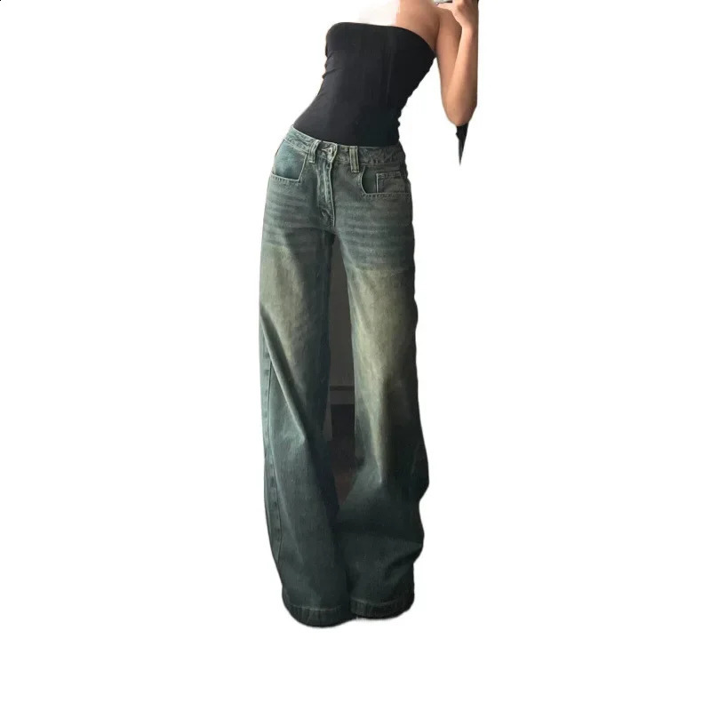 Y2k Vintage Baggy Jeans for Women Washed Casual High Waist Loose Denim Pants Streetwear Korean Wide Leg Trousers 250121