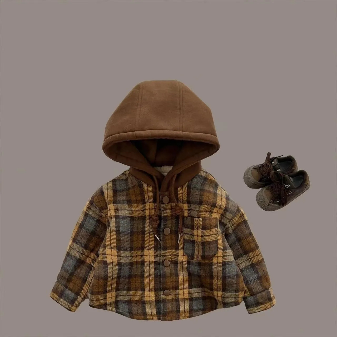 Boy Jackets Plaid Fleece Thickness Kids Coats Fashion Children Outerwear Winter Autumn -A0117 250109