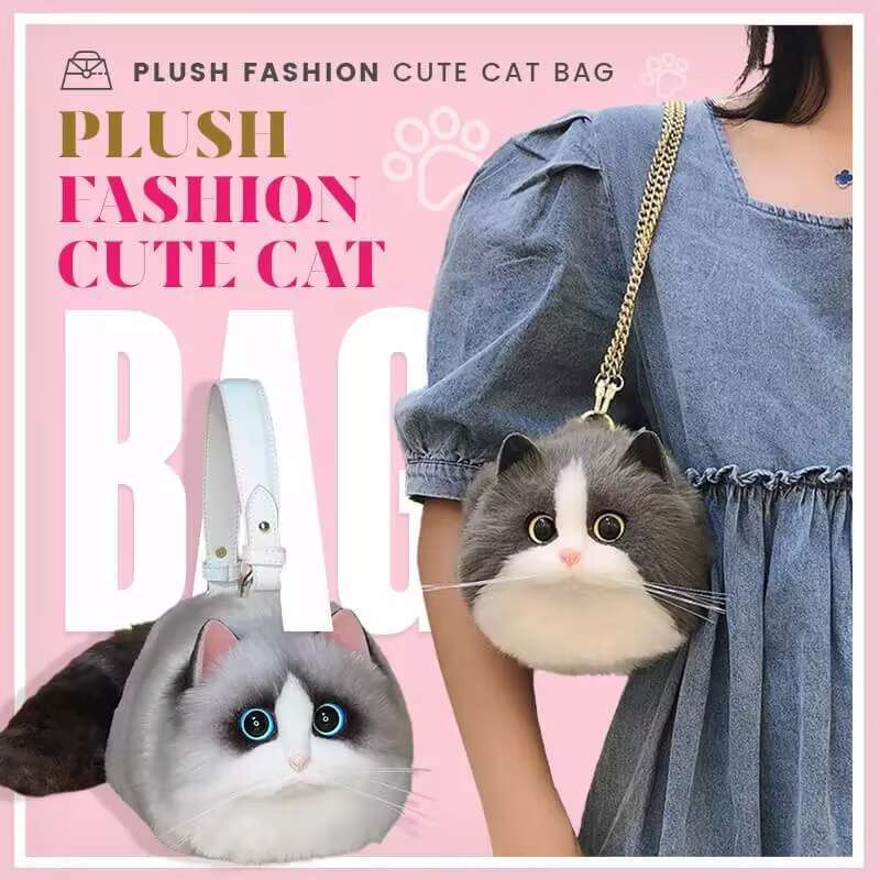 Cute Cat Bag Plush Stuffed Animal Crossbody Bags Women Fashion Winter Soft Purse Cartoon Handbags Super Emulation