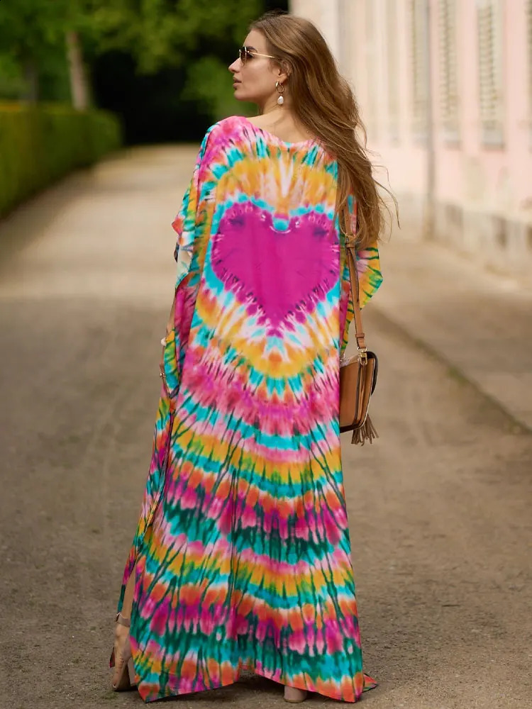 2024 Boho print bikini top sexy batwing sleeve long skirt Morocco Kafotan womens beach wear swimsuit Q1450 250122