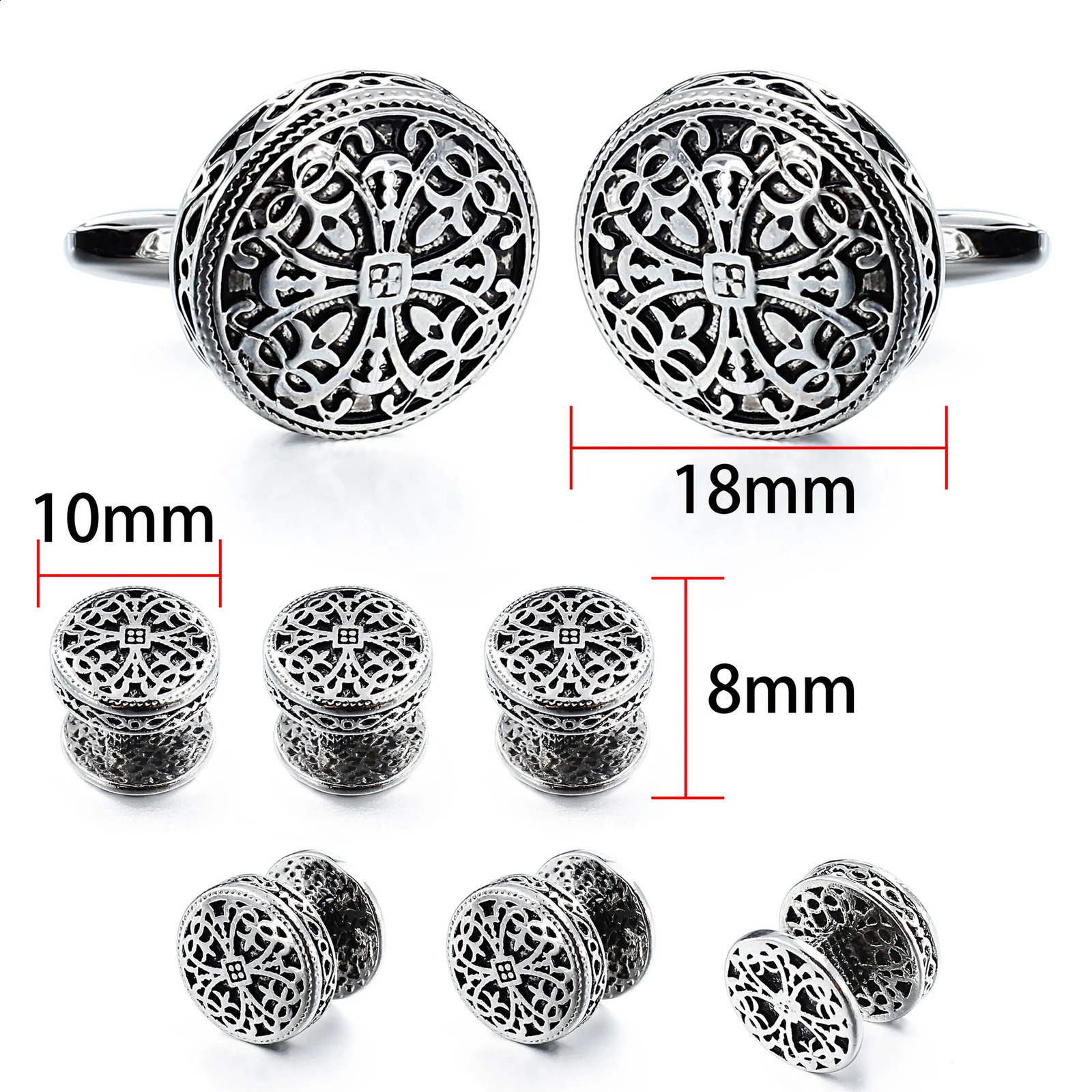 Retro enamel hollow pattern mens shirt button cover mens evening dress shirt cufflinks and studs wedding accessories 250110