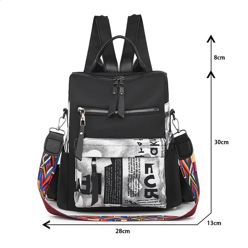 Oxford Womens Backpack Patchwork Female Travel Backpacks for Women Fashion Book Bags Woman 2023 Trend High Capacity Back Pack 250121