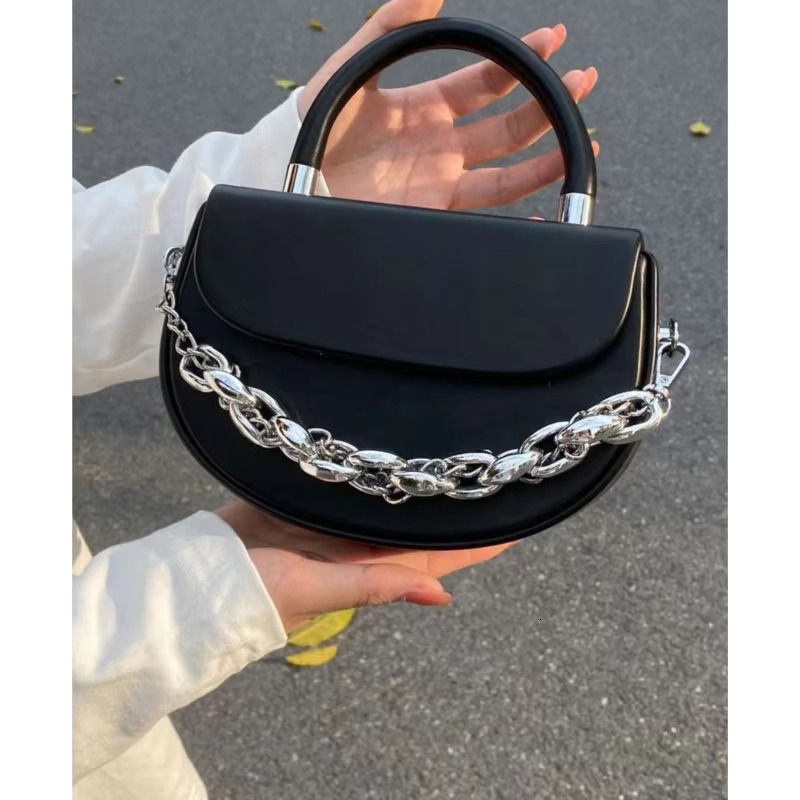 JIAERDI Retro Handle Saddle Purse Women Vintage Pu Leather Chain Chic Black Messenger Bag Female Casual Crossbody Bags New
