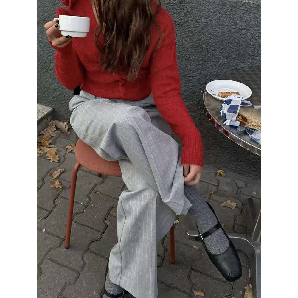 New Red Wer Decor Knitted Cardigan Women 2025 Spring Long Sleeve V Neck Sweaters Streetwear Elegant Fashion Thin Jumper Femme