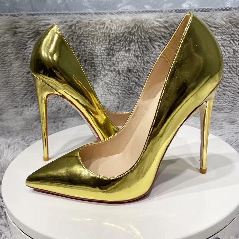 Noenname_Null-Gold High Heels Women's Pointed Toe 12Cm High Heel Stiletto Classic Pumps Prom Shoes