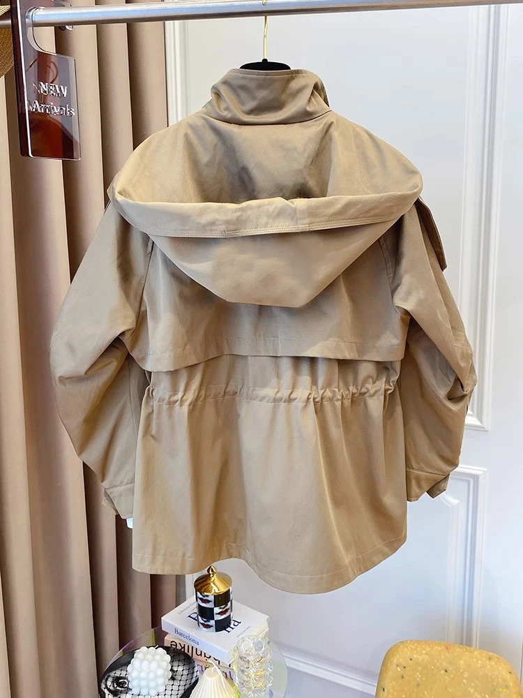 Long-Sleeved Casual Short Trench Waist Party Jacket Chic Short Comfortable Fashion Korean Vintage Tops For Women 250114
