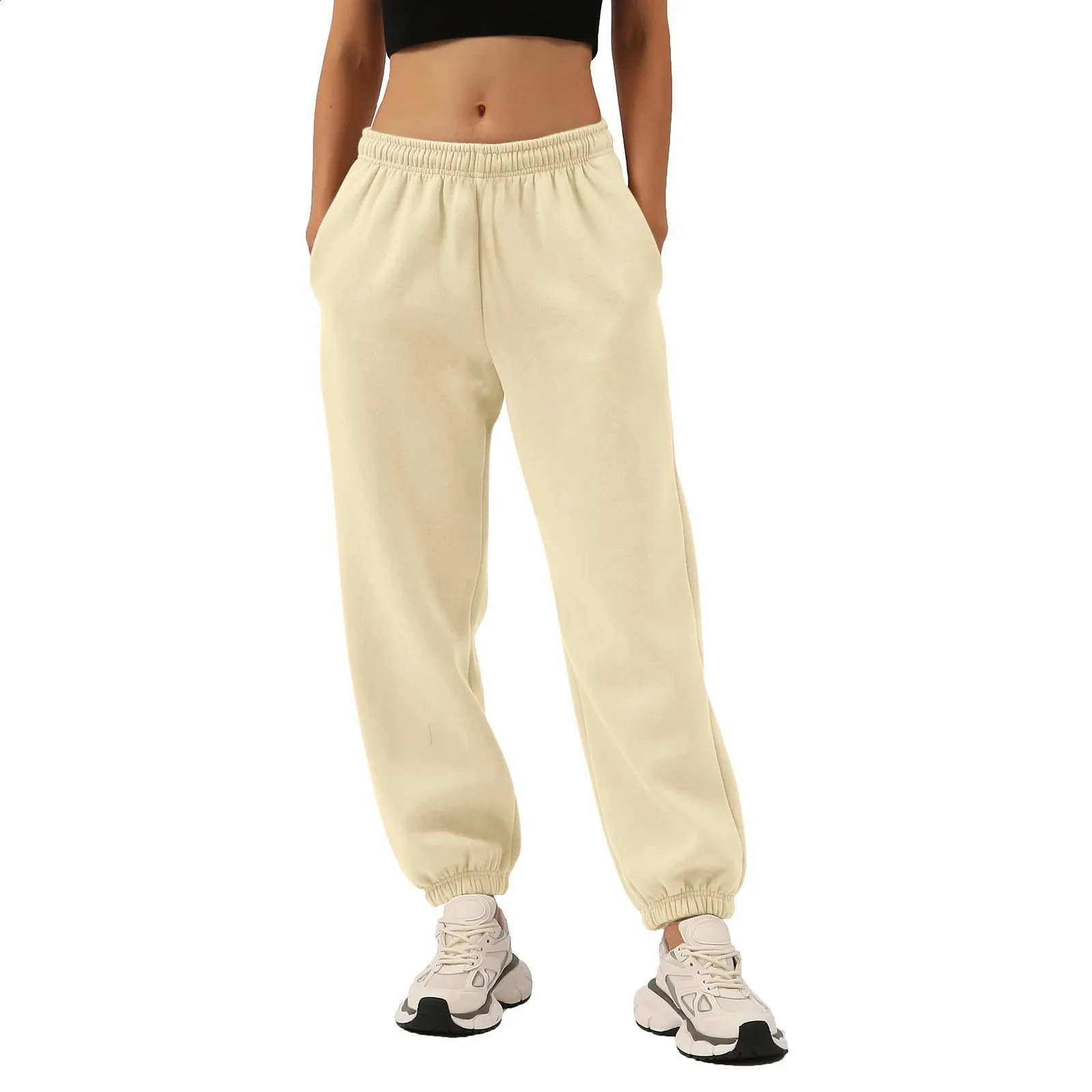 Sport Pants Soft Warm Womens Sweatpants with High Elastic Waist Anklebanded Solid Color Casual Loose for Spring Jogging 250120