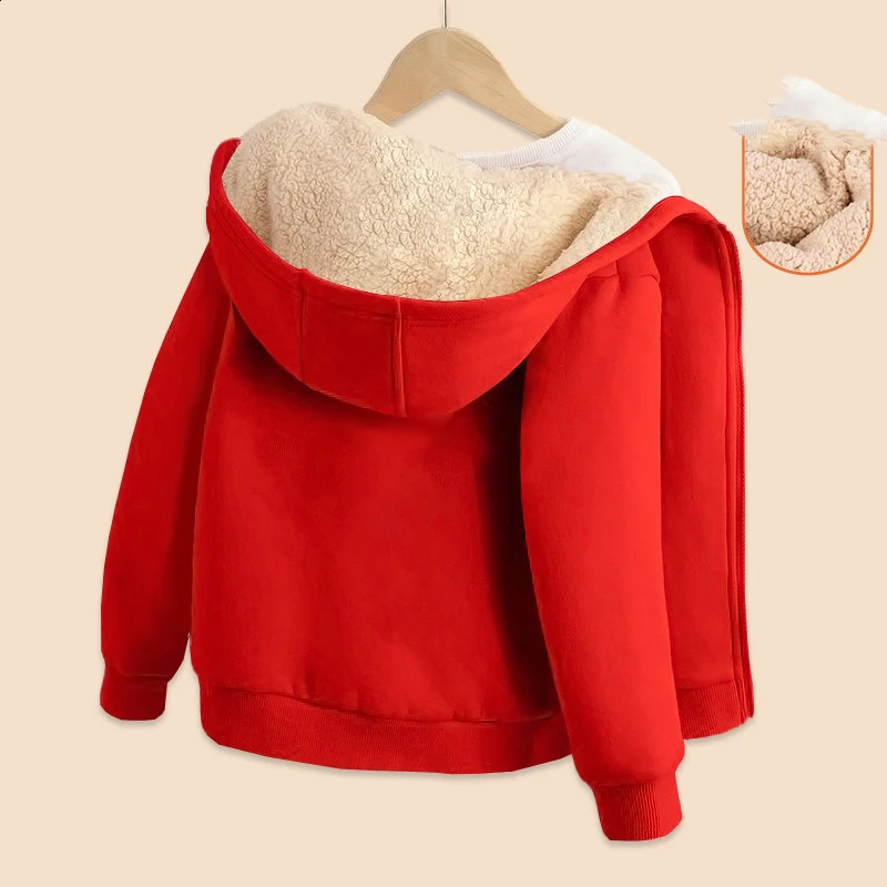Winter Kids Boys Outerwear Coat Thick Lamb Wool Versatile Casual Warm Childrens Boys Hoodies Solid Thick 3-12 Years Boys Coat 250121