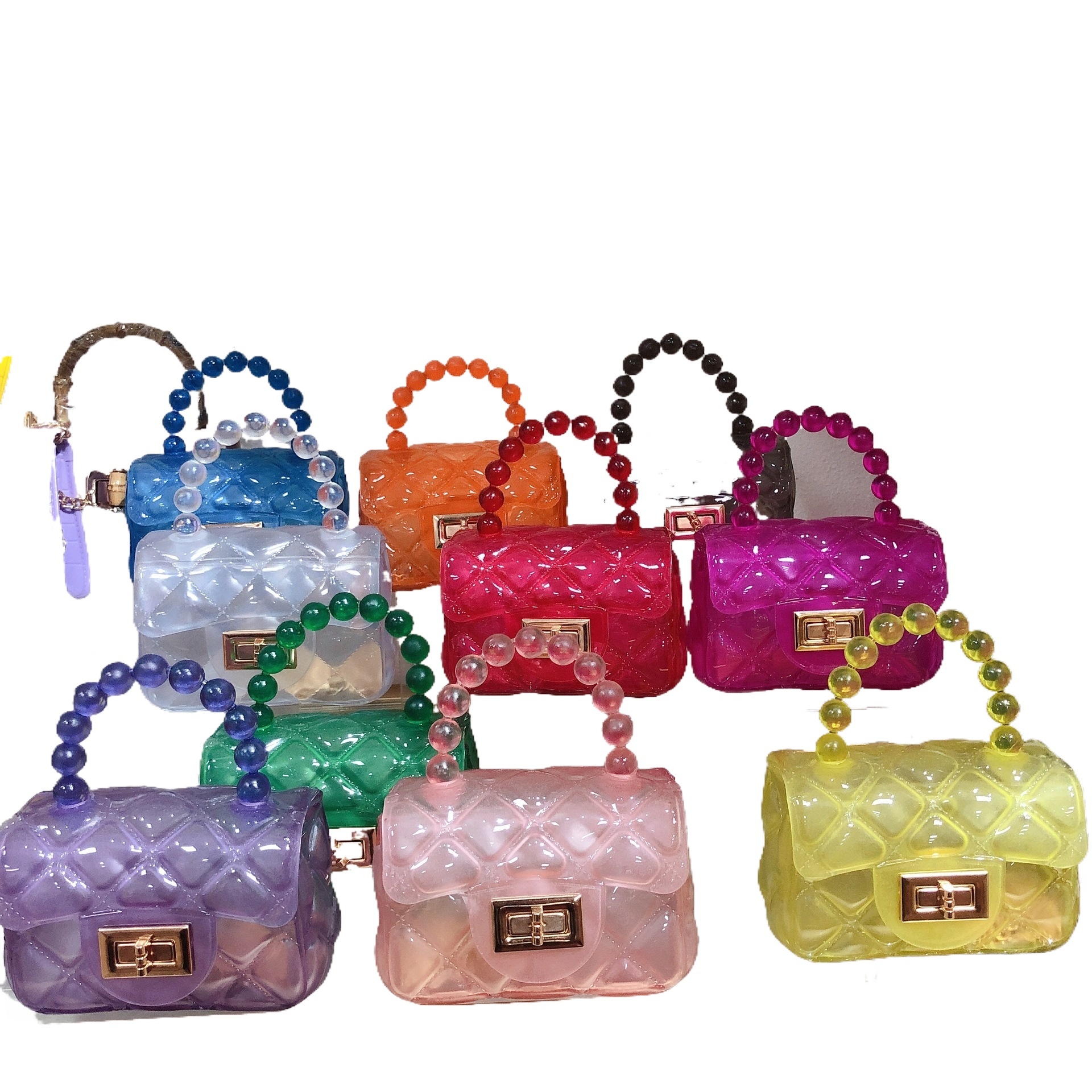 new style New Korean Fashionable Small Fragrance Versatile Lingge Chain Transparent Jelly Pearl Cross Body Bag