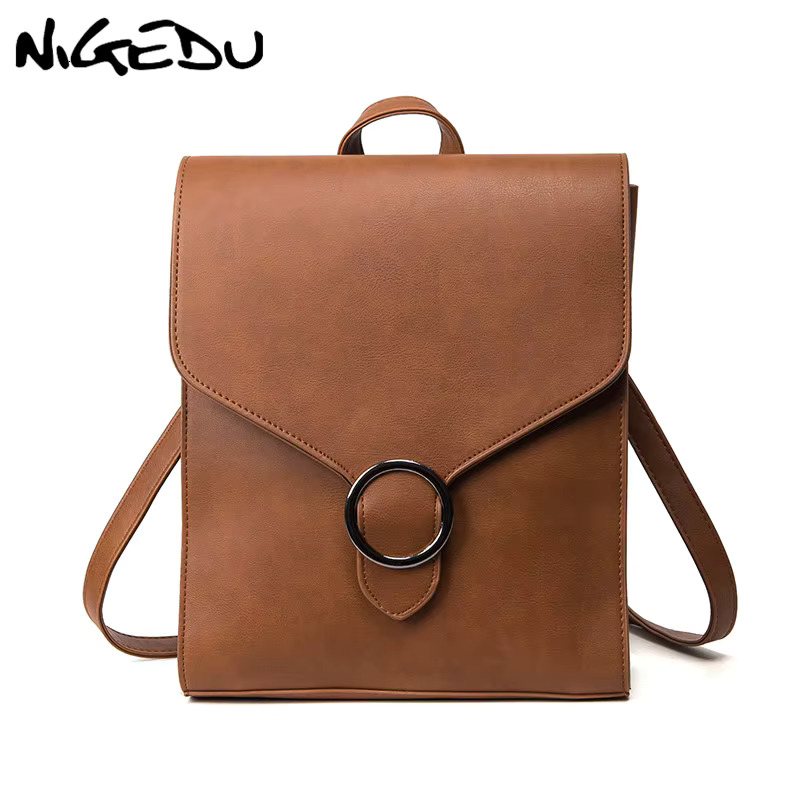 Vintage Women Backpack PU Leather Female Schoolbags Teenage Girl Travel Books Rucksack Shoulder Bags Mochila Feminina Bolsa