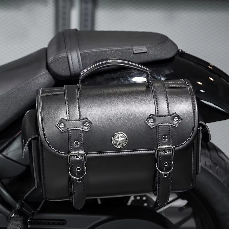 Motorcycle Black Universal Saddlebag Large Capacity Side Bags Storage Tool For Harley Waterproof Modified Bag