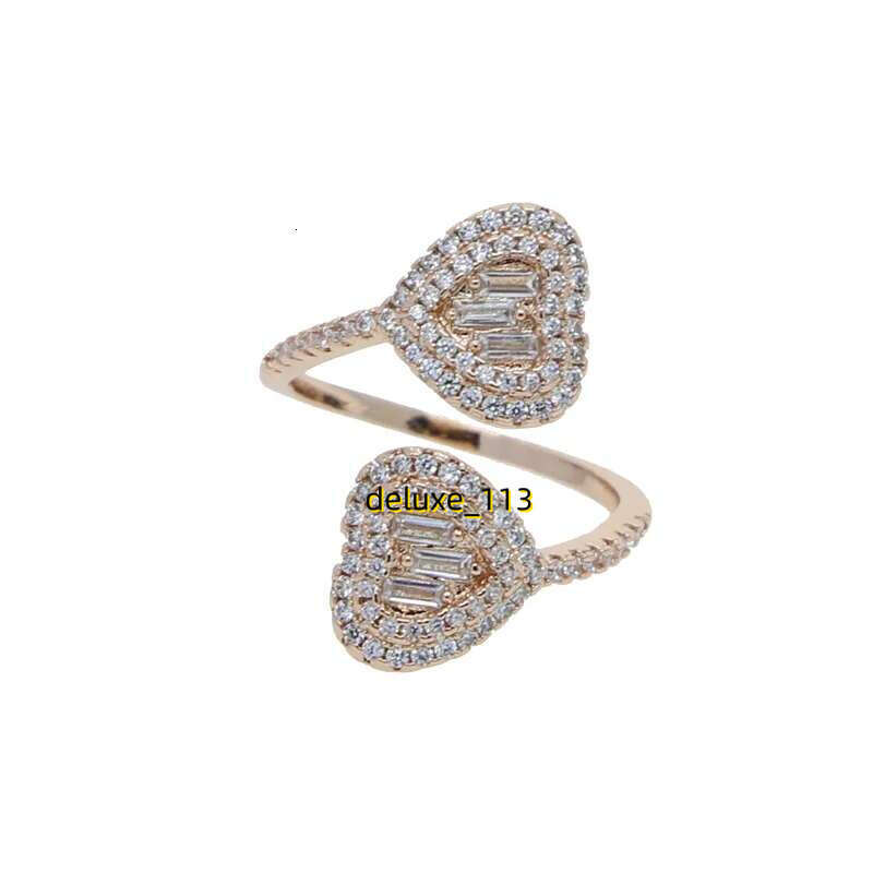 Tiny band adjsut finger heart ring with full cubic Moissanite paved new styles women lady wedding rings jewelry plated gold sier rose color