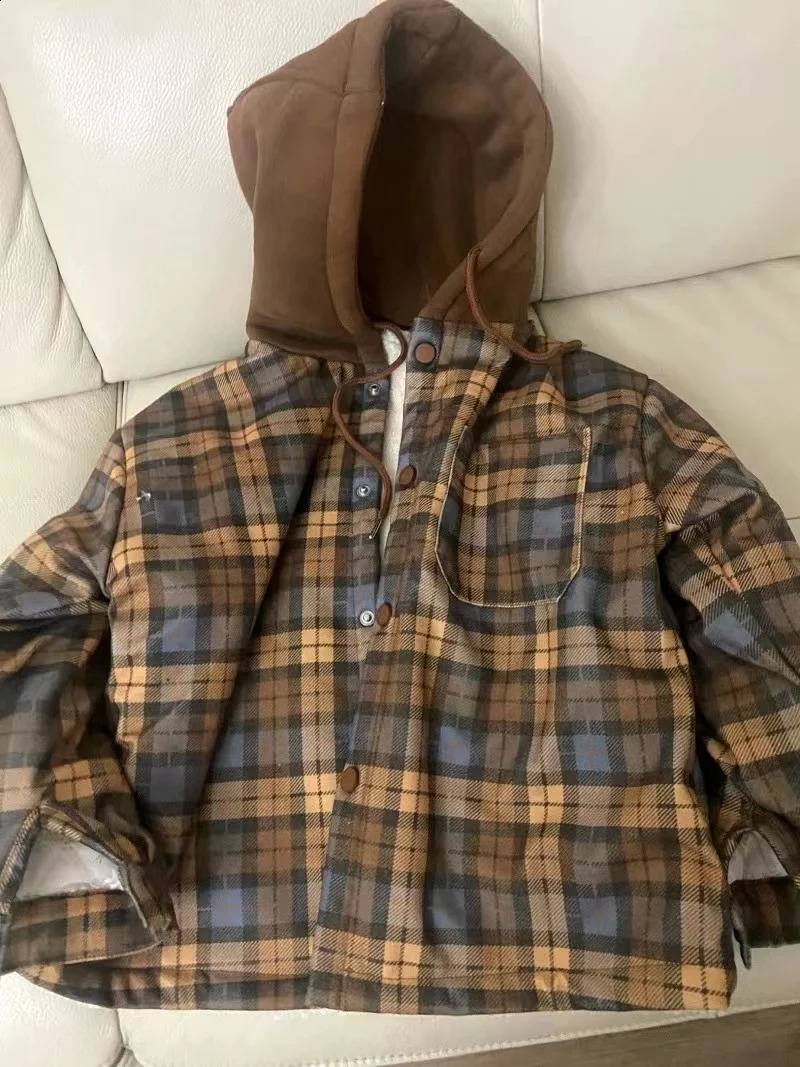 Boy Jackets Plaid Fleece Thickness Kids Coats Fashion Children Outerwear Winter Autumn -A0117 250109
