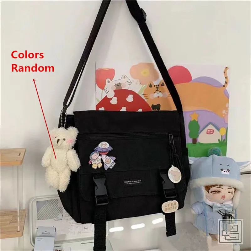 Harajuku Versatile Messenger Bag Retro Street Crossbody Bag Student School Canvas BagCasual Large Capacity Shoulder Bag 250121