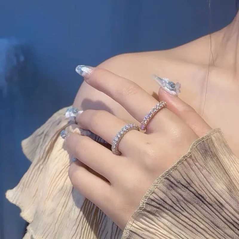 Eternity Full Lab Diamond Ring 925 Sterling Silver Wedding Band Rings for Women Men Engagement Promise Party Jewelry