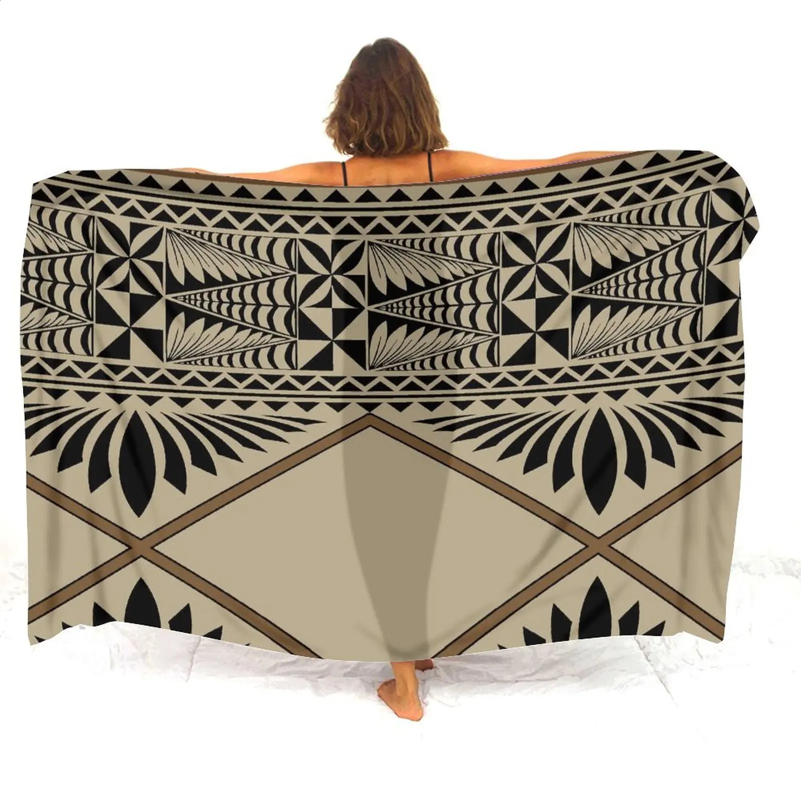 Polynesian Custom WomenS Sarong Hawaiian Beach Party Shawl Windproof Sun Protection Dress Samoa Floral Print 250120