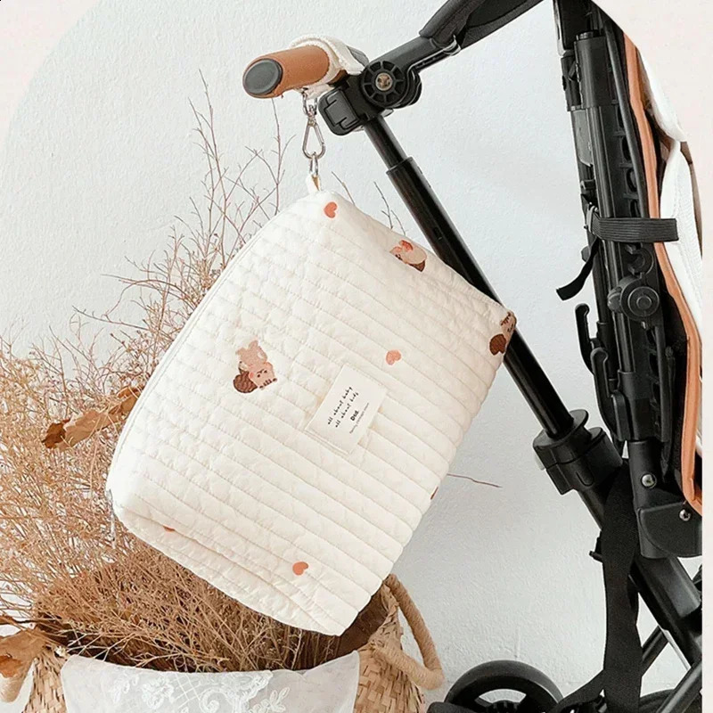 Portable Stroller Nappy Bag Quilted Baby Diaper Caddy Organizer Embroidered Mommy Bags Babies Accessories Changing Bag Storage 250118