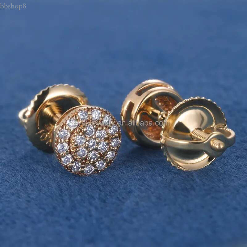 Fine Jewelry S Sier 9k 10k 14k Soild Gold D VVS Moissanite Lab Grown Dia Round Stud Earrings For Women Men