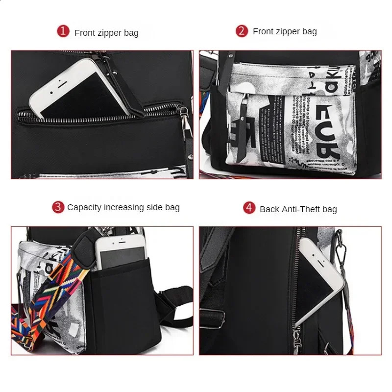 Oxford Womens Backpack Patchwork Female Travel Backpacks for Women Fashion Book Bags Woman 2023 Trend High Capacity Back Pack 250121