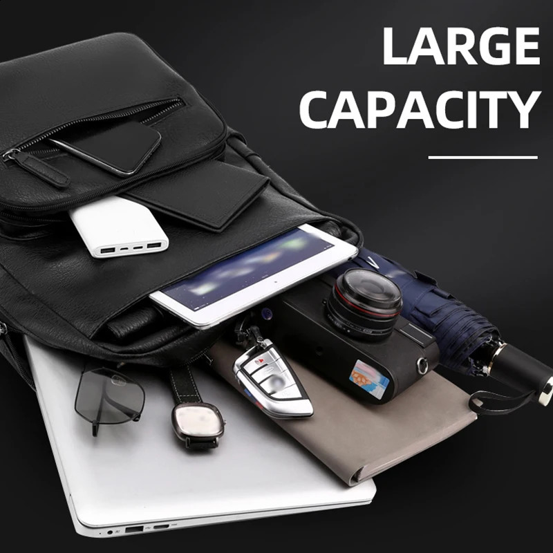 PU Business Backpack Large Capacity Laptop Bag Multifunctional Computer Backpacks Men Waterproof Travel Daypack Students Pack 250122