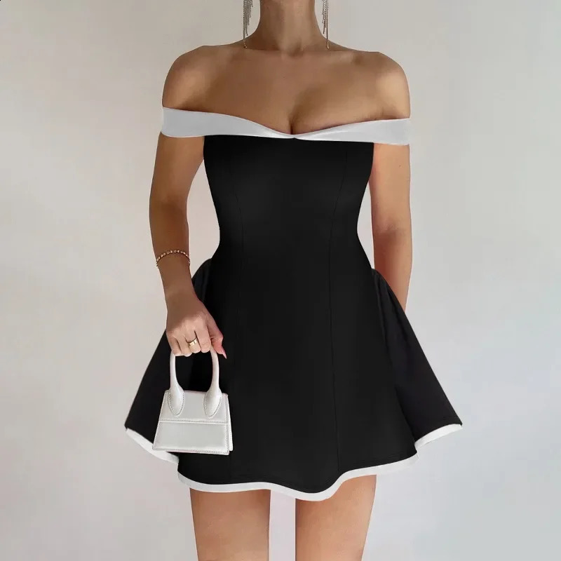 Talenza Womens Backless Sleeveless Mini Dress Sexy Bandeau Party Evening Gown Slim Strapless A-Line High Waist Dress Female 250122