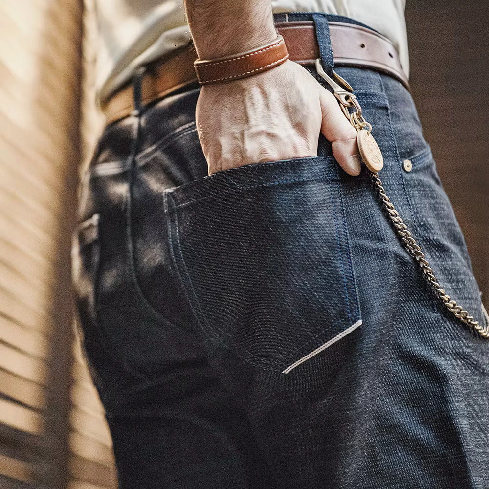 Maden New Retro 13Oz Seage Raw Denim Straight Fit Cotton Versatile Jeans Classic For Men's Autumn And Winter Trousers