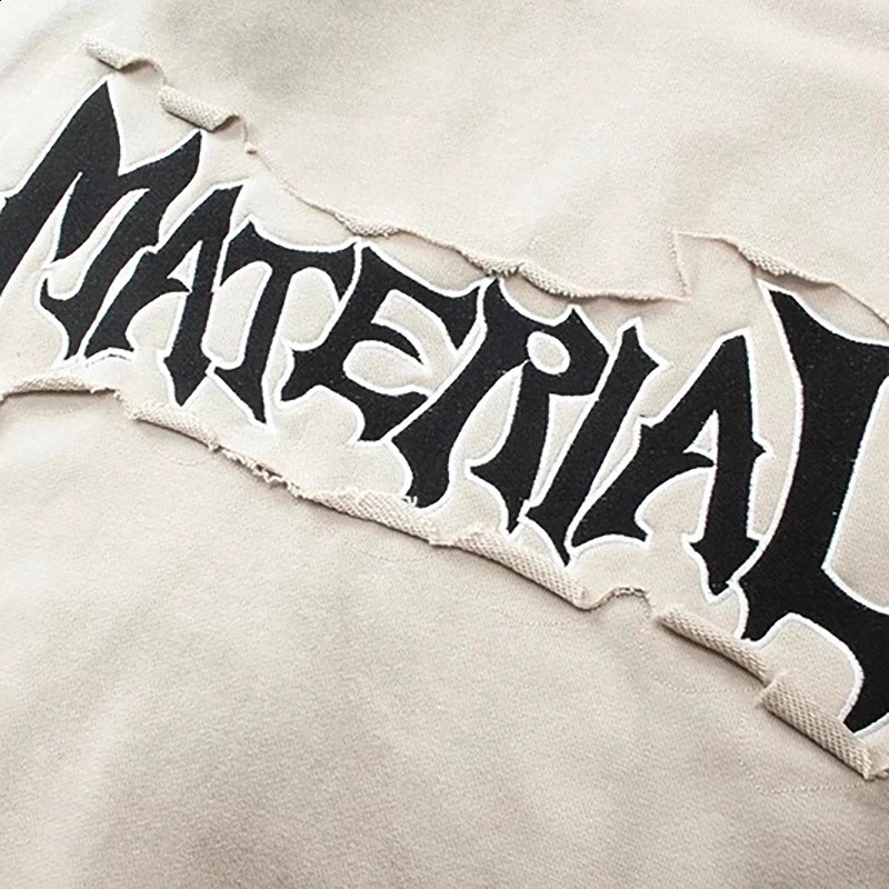 Letter Embroidery Hoodie Mens Clothing American Style Vintage Oversize In Sweatshirts Y2k Couple Gothic Punk Streetwear 250121