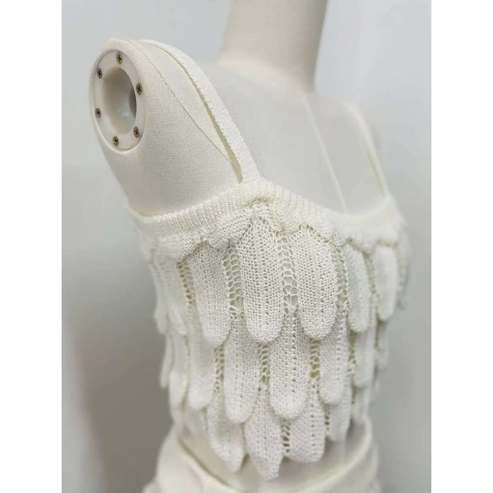 Tassel Knitted Holiday 2 Piece Women Summer Sleeveless Cropped Tank Top With Maxi Skirts Suits Casual Fashion Long Skirt Set