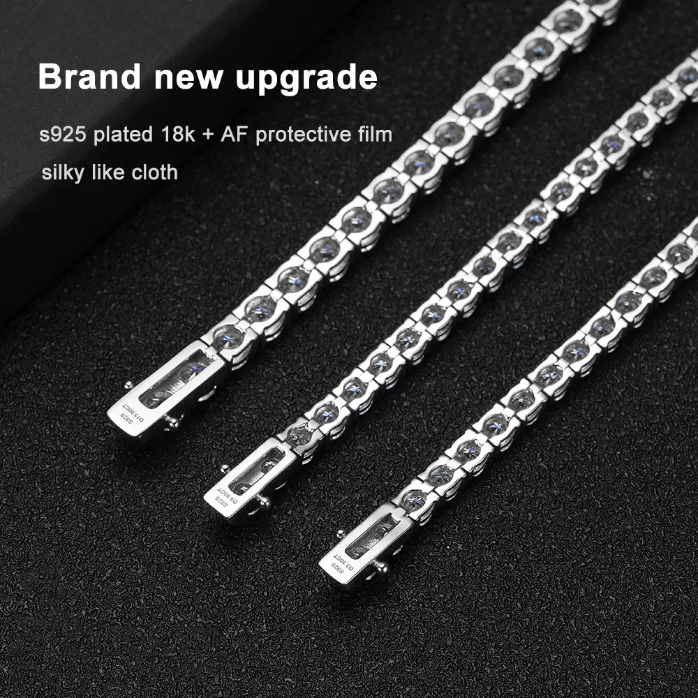 m 4mm D Color VVS1 Full Tennis Bracelet Women Man Wedding Bridal S925 Silver Bracelet Hand Chain Anniversary Gift 250121