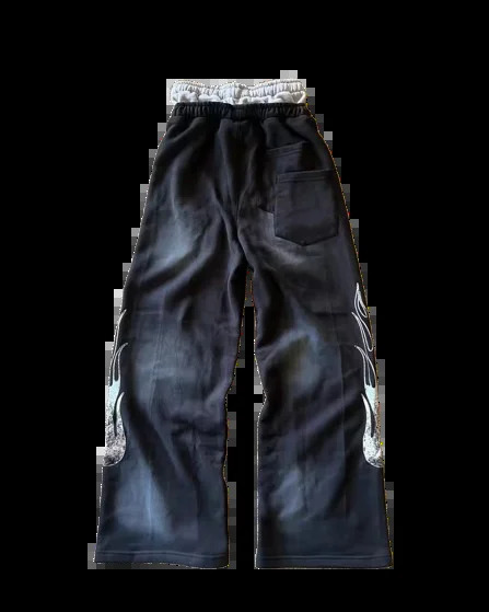 Sweatpants Y2K Pants Men Hip Hop Letter Patch ed Vintage Double Layer Baggy Elastic Waist Gothic Jogging Casual 250122