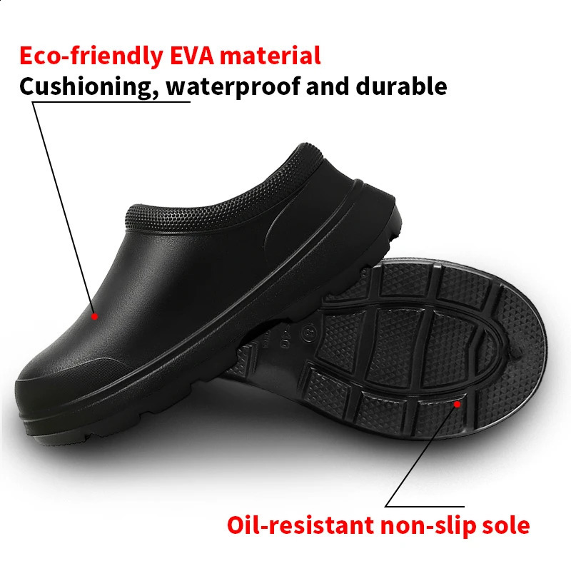 Men Summer Slipper Kitchen Clogs Chef Shoes Work Flipflop Waterproof Oilproof Sandal NonSlip Garden Rubber Slippers For Male 250117