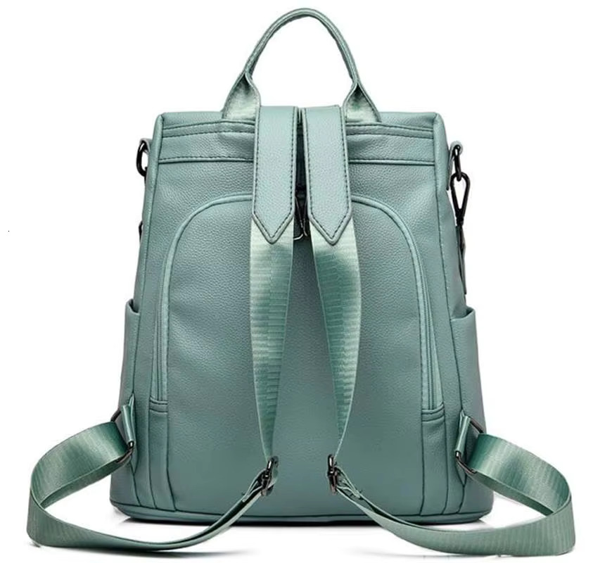 Wholesale New Casual Backpack Leather Women's Handbag Large Capacity School Bag For Girls Double Zipper Leisure Shoulder Bags