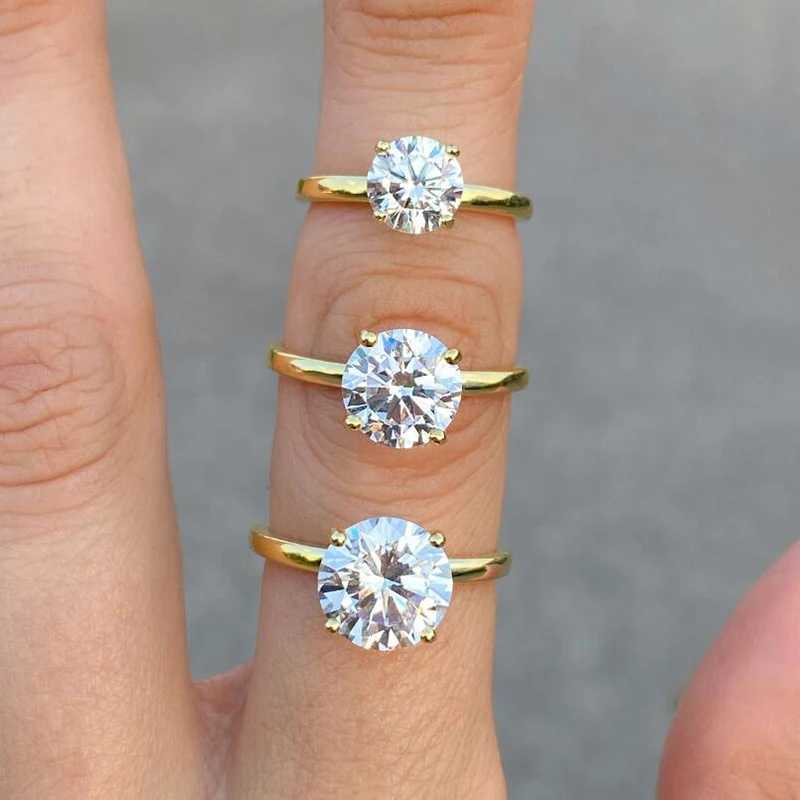 Classic 1- 3 ct Round Moissanite Sterg Sier sterg sier Gold High Clarity Rings for Woman Jewelry Weeding Ring
