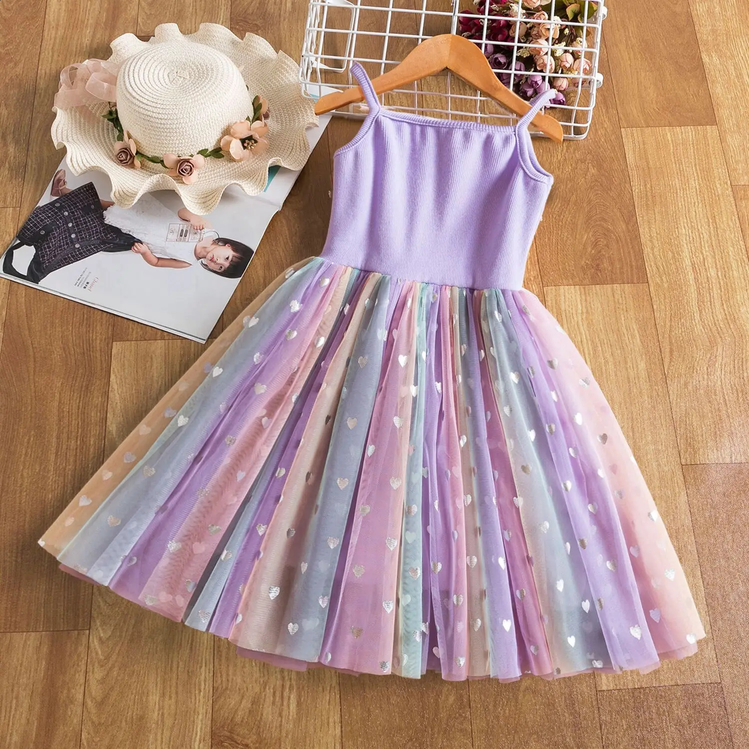 Summer Cute Girls Sequined Princess Dress Kids Sleeveless Tulle Clothes Children Birthday Party Vestido Easter Tutu Costume 250116
