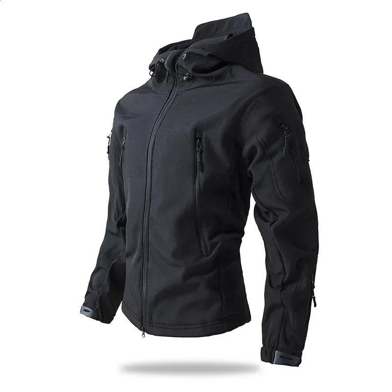Mens Tactical Jacket Hiking Shark Skin Soft Shell Clothes Windbreaker Flight Pilot Hood Outdoors Fleece Field 250122