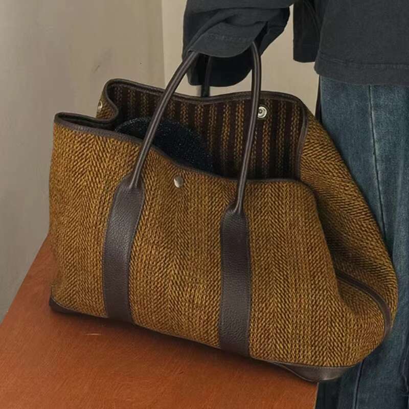 Vintage Woolen Casual Handbag Tote Women 2024 New Large Capacity Shoulder Bag