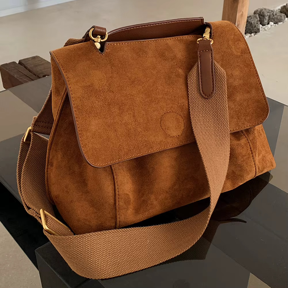 Women Crossbody Purse Adjustable Strap Frosted Satchel Large Capacity Solid Color Female Casual Bag