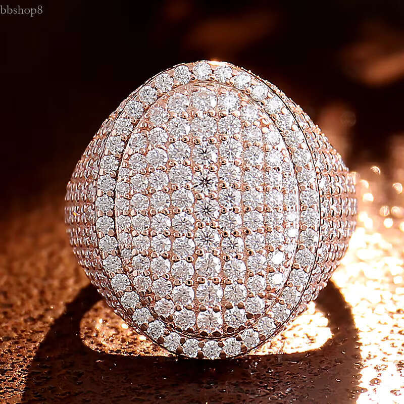 Rose gold Women and men wedding engagement couple vvs moissanite dia rings 10k 14k Hiphop style Full Dia ring