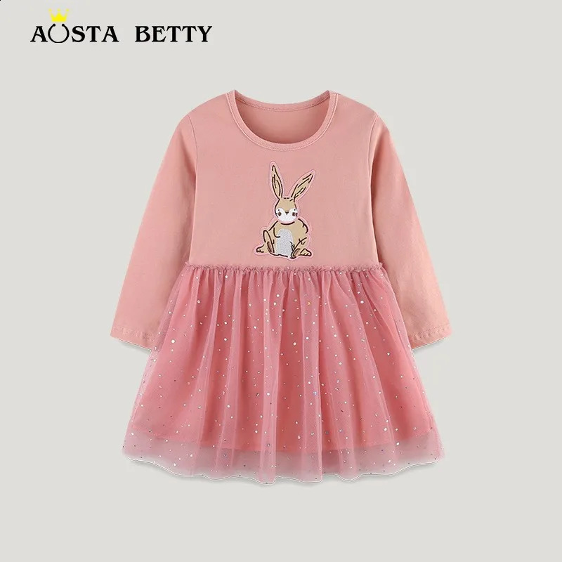 Childrens Girl Dress Spring Autumn Long Sleeved Mesh Kids Cartoon Embroidered Casual Princess Toddler 250117