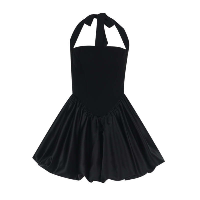 Women's Wear Dress Spring New Short Skirt, Socialite Style, Sexy And Slim Fit, Bubble Hem, Hanging Neck Dress