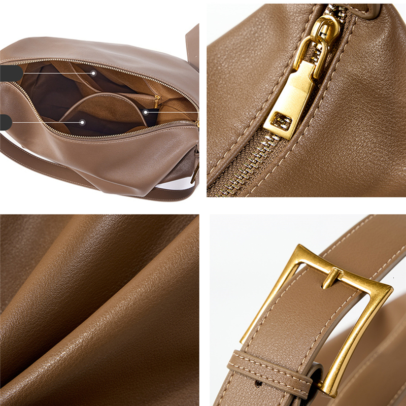 Hifashion Cowhide Genuine Leather Large Hobo Shoulder Bags For Women 2024 Trend Designer Dumpg Messenger Side Ladies Handbags